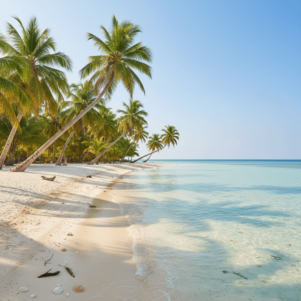 Pristine coastline with calm turquoise sea